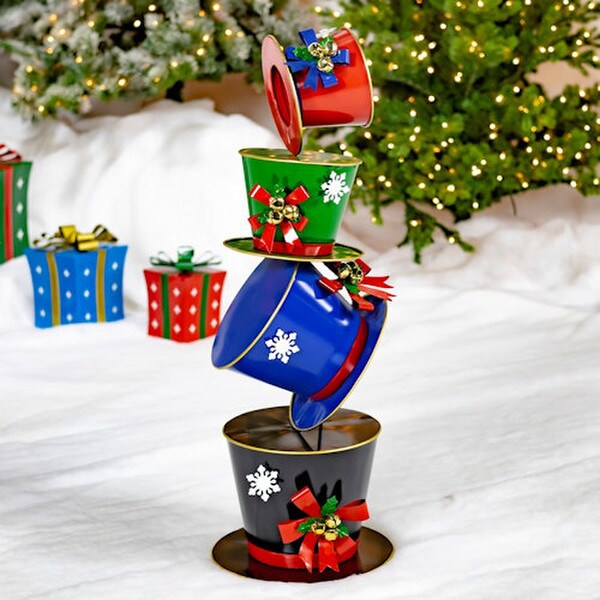 Christmas Top Hats Display Tower Sculpture